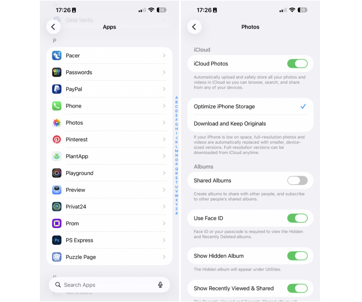 Optimize photos on iPhone