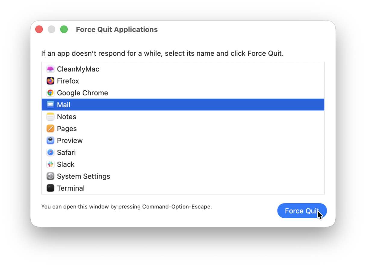 Force quit apps