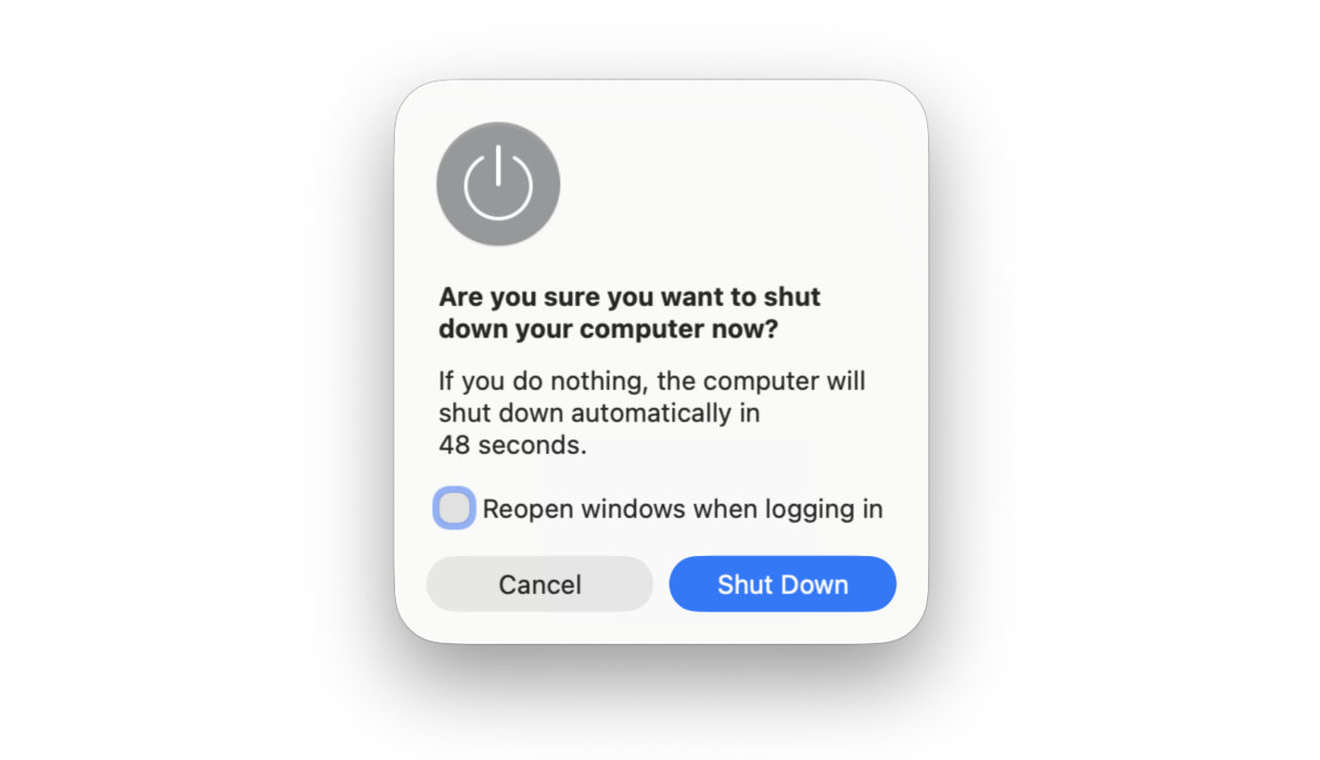 Mac shut down