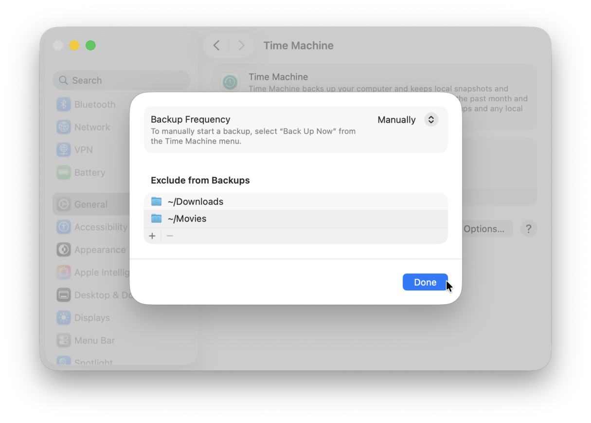 How to exclude folders from Time Machine backup