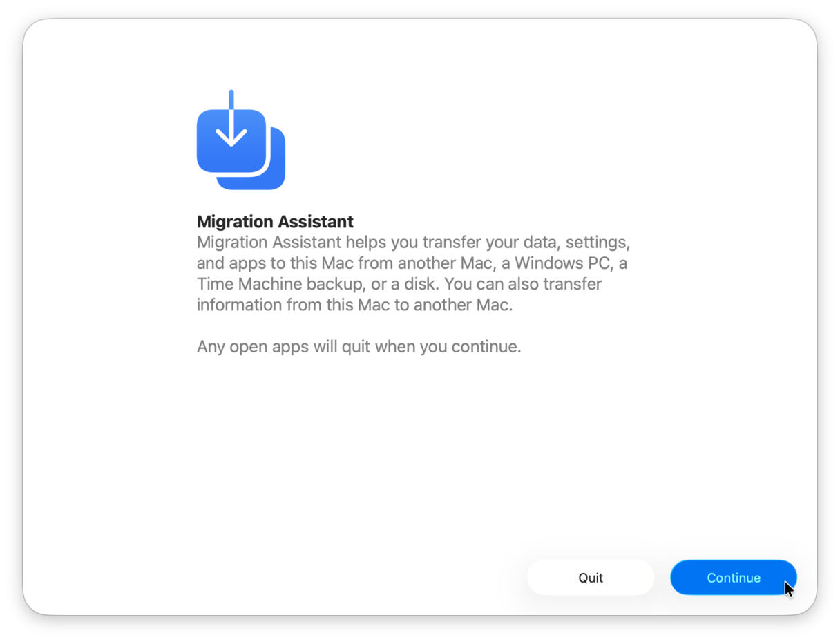 Migration Assistant on Mac