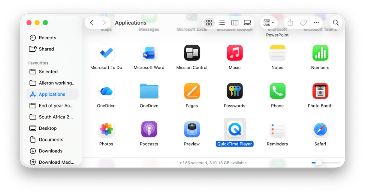 Open up the QuickTime Player app from Applications folder