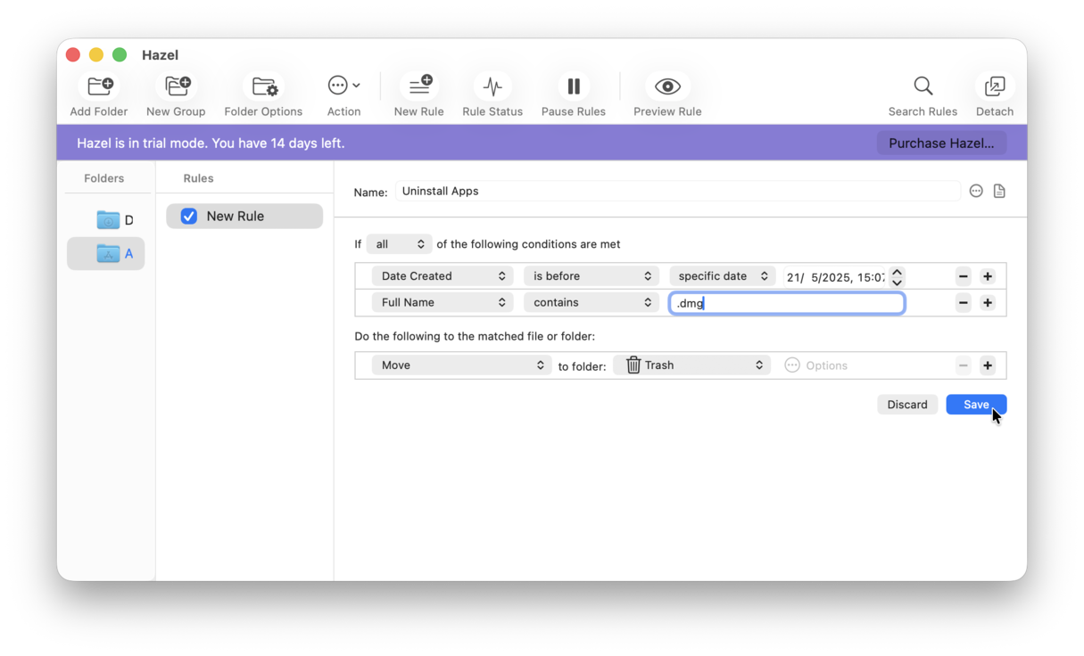 Hazel uninstaller for Mac