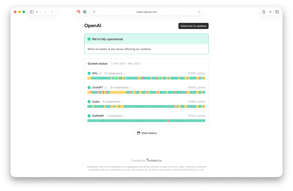status.openai.com website
