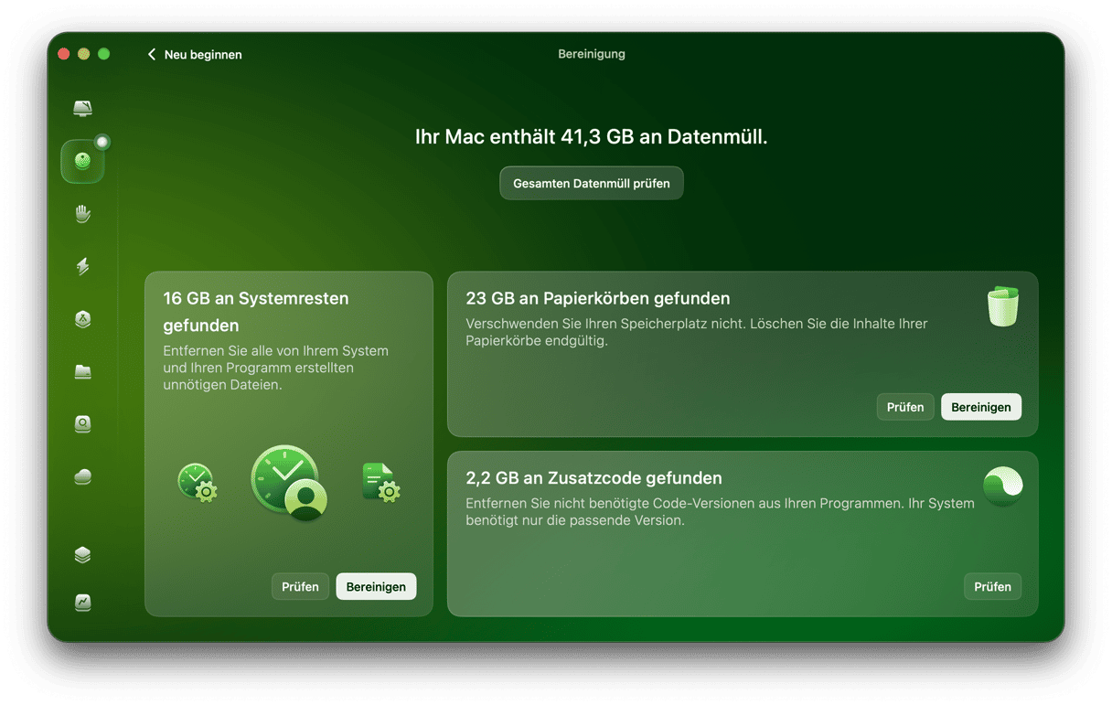 Die Bereinigungsfunktion von CleanMyMac