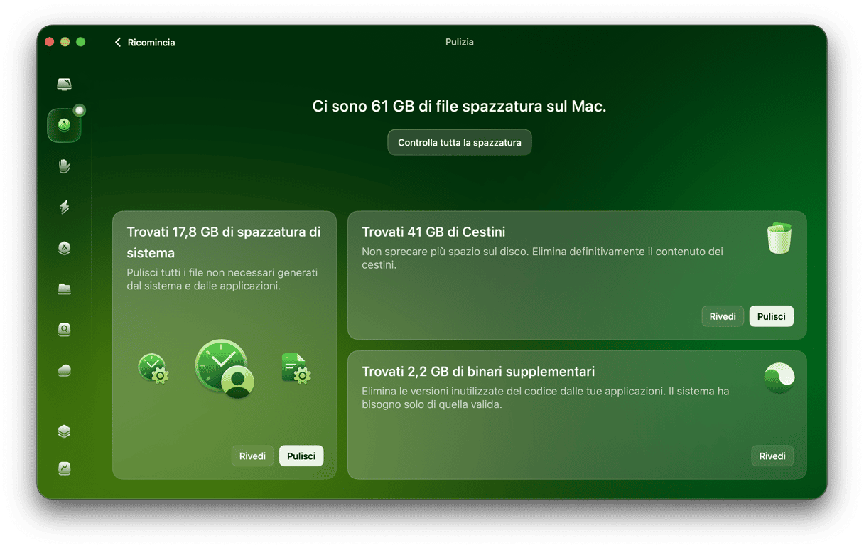 la funzione Pulizia di CleanMyMac