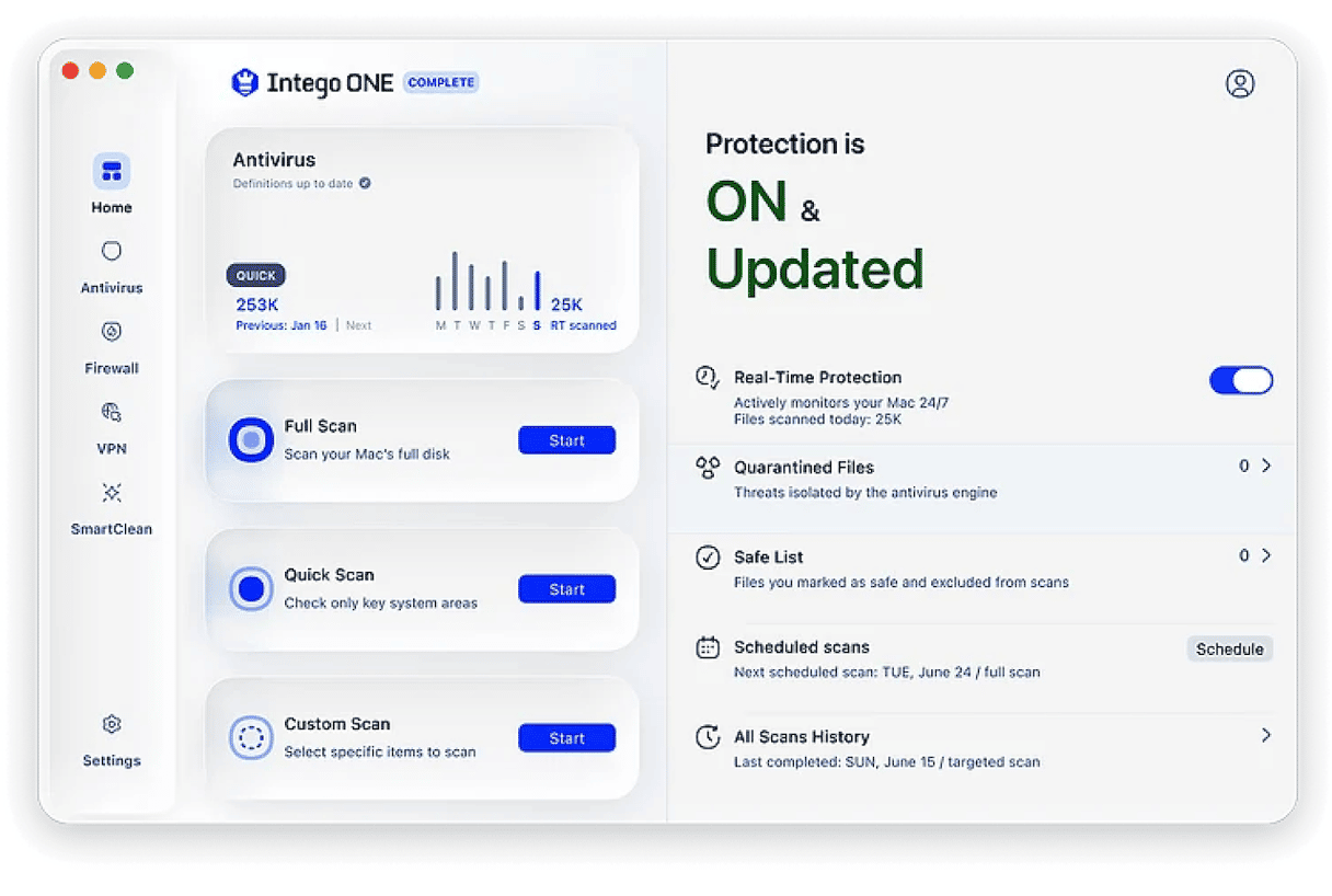 Intego One app for Mac
