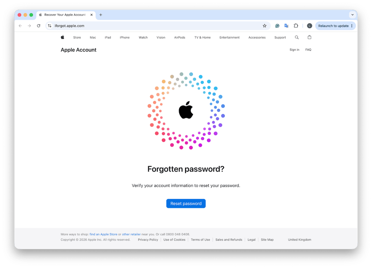 iforgot.apple.com website for web recovery