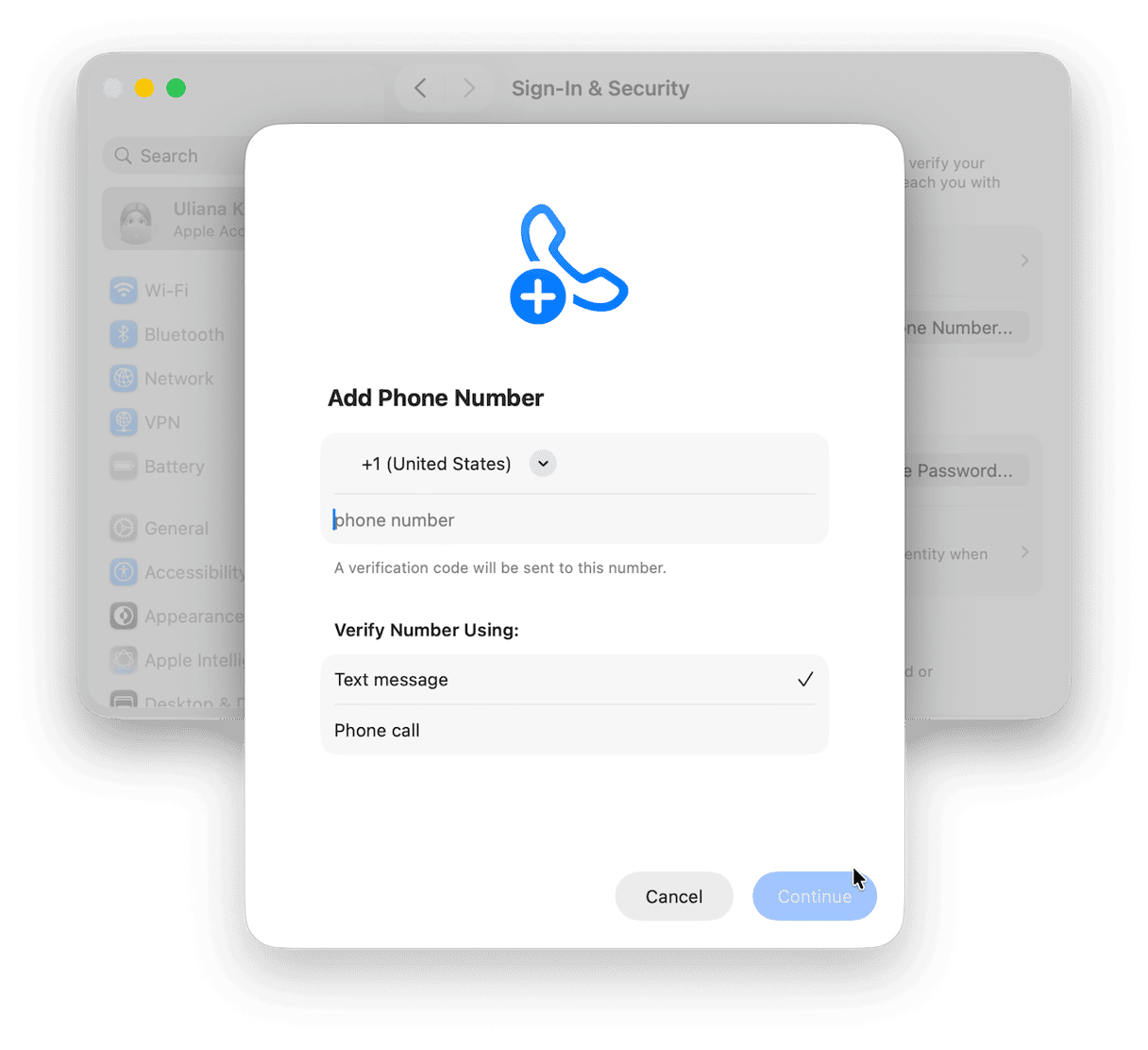 Mac system Settings > Your Name > Sign-In & Security