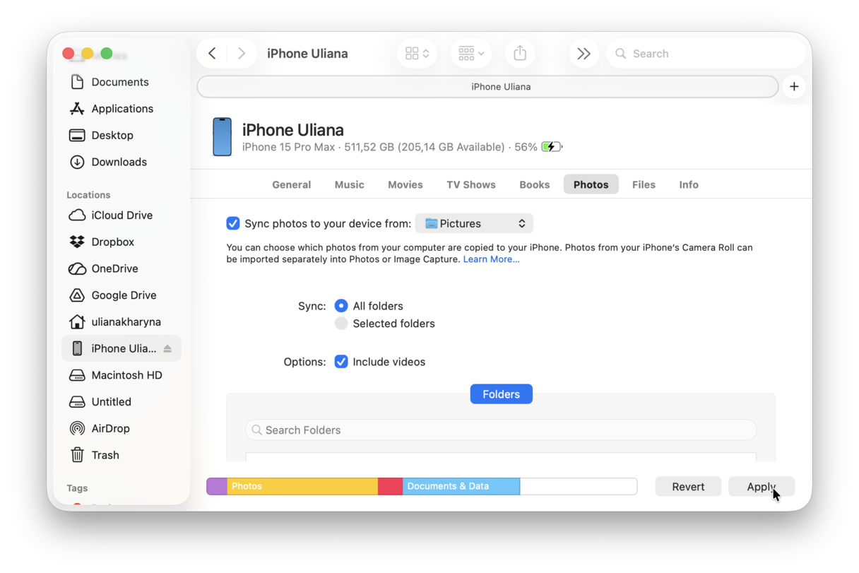 How to transfer photos from iPhone to Mac via Finder