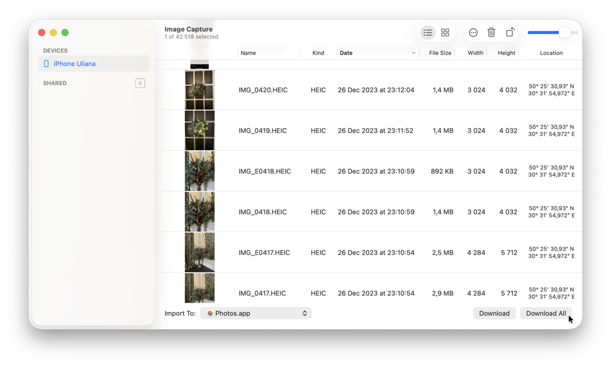 How to save photos from iPhone to Mac with ImageCapture
