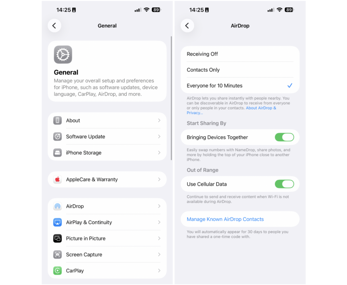 How to AirDrop photos from old iPhone to a new one