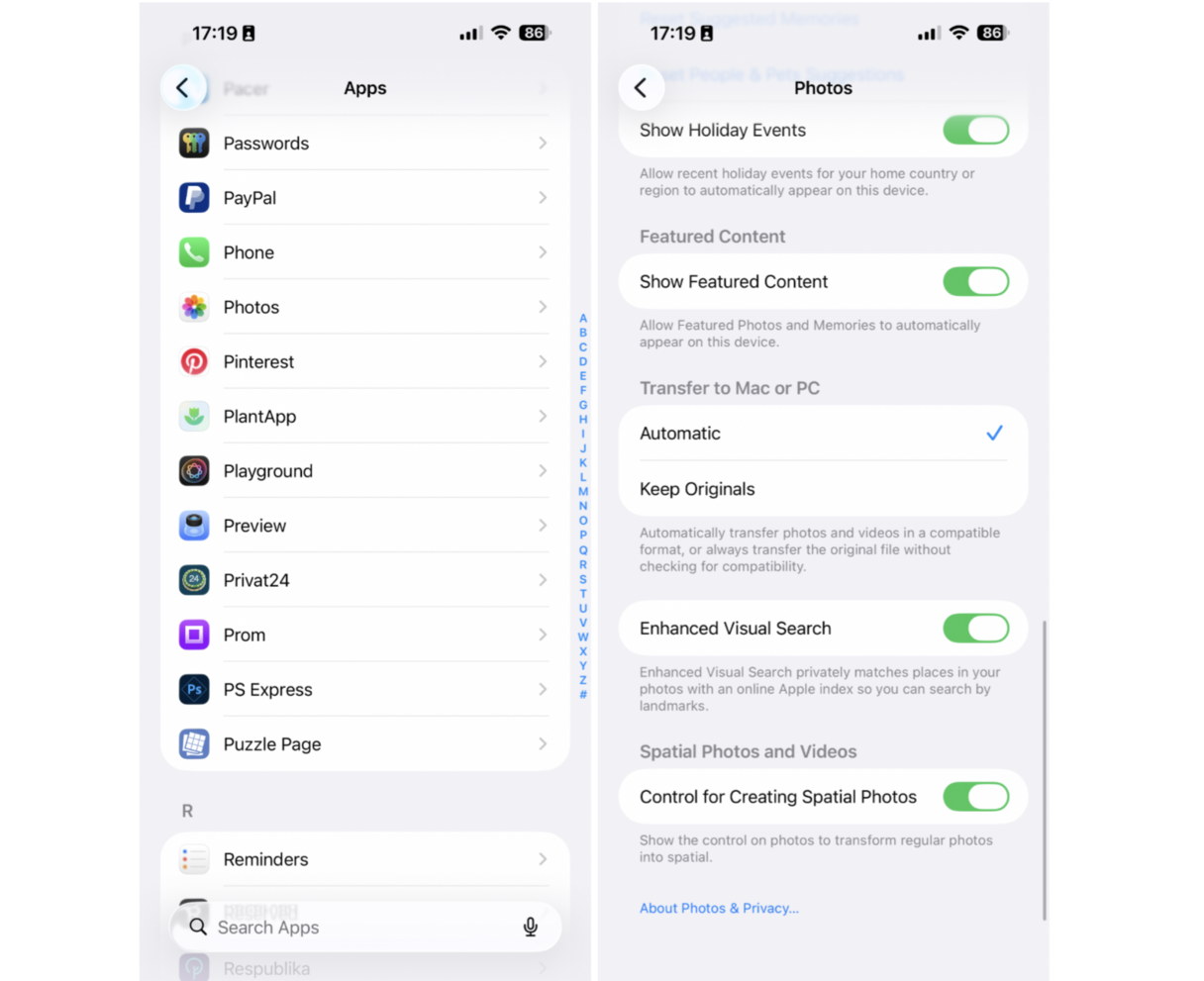 How to transfer photos from iPhone to PC settings