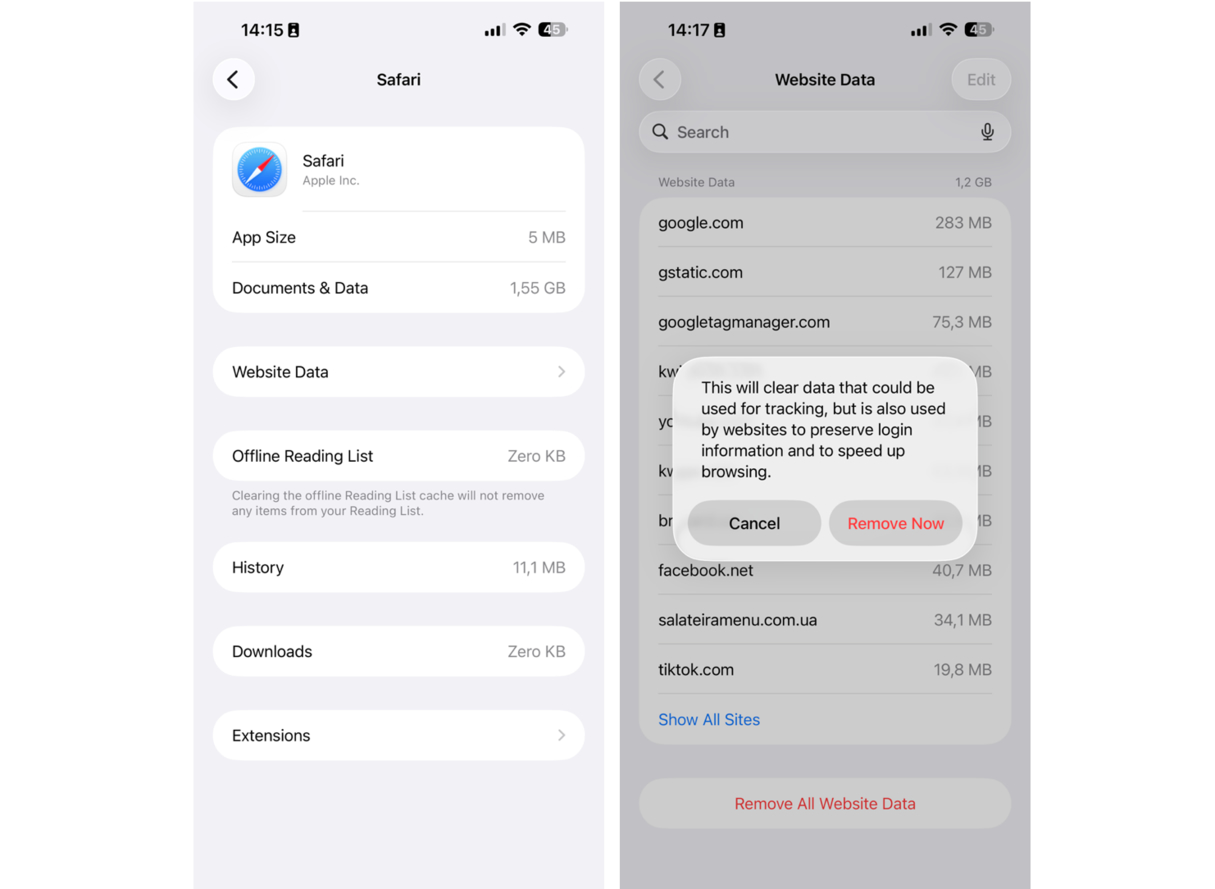 How to clear Safari cache on iPhone