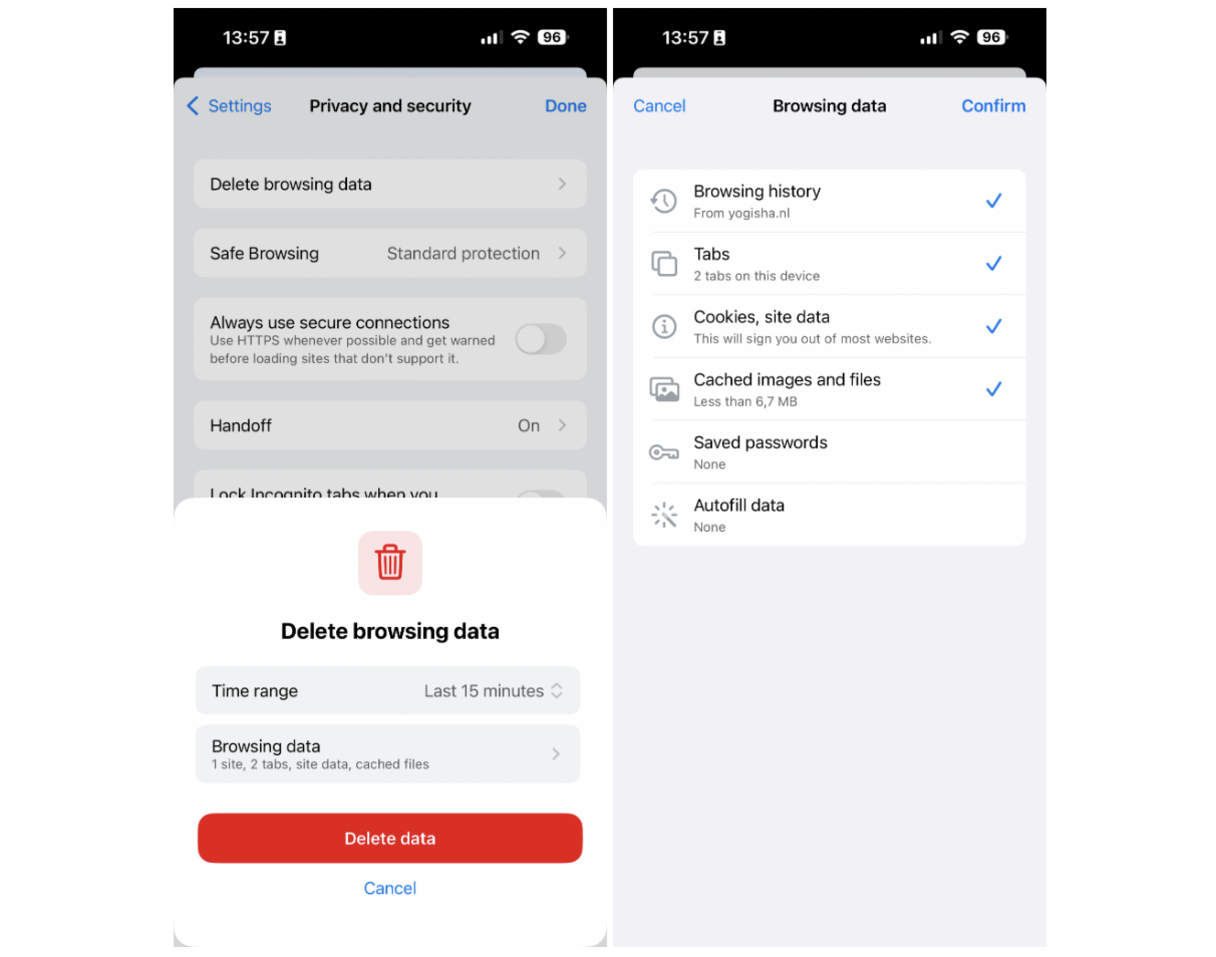 How to clear Chrome cache on iPhone