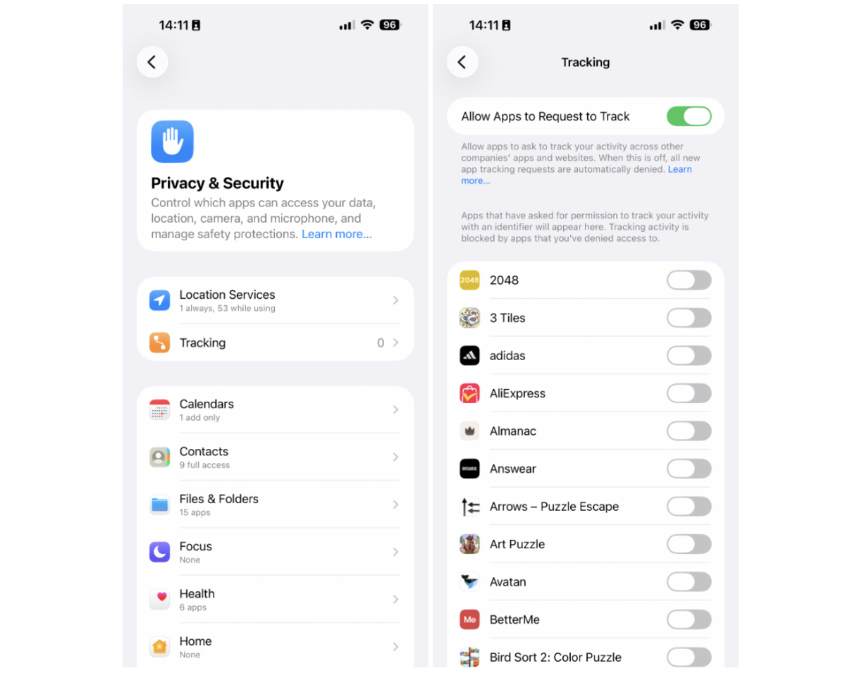 How to disable cookie tracking on iPhone
