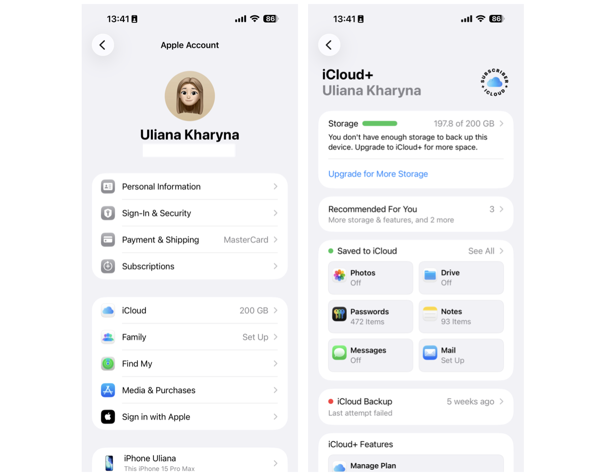How to check iCloud storage