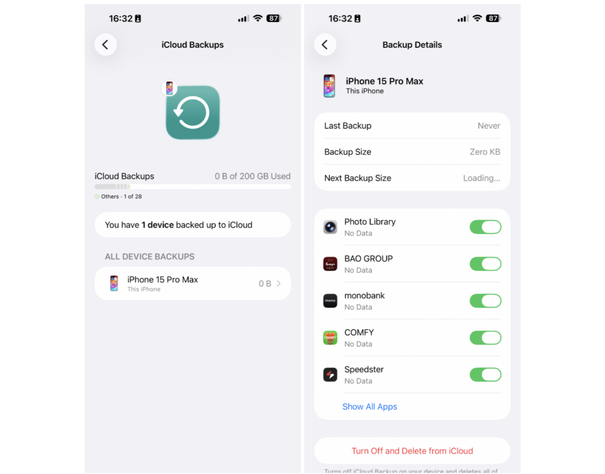 How to fix iCloud backup being slow: Turn off backup for certain apps