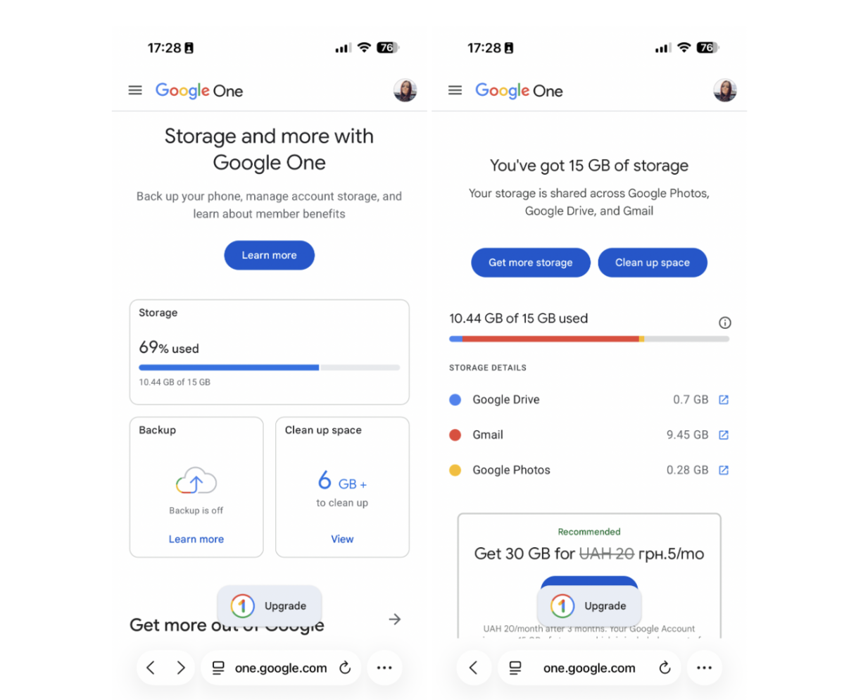 How to check Gmail storage on iPhone