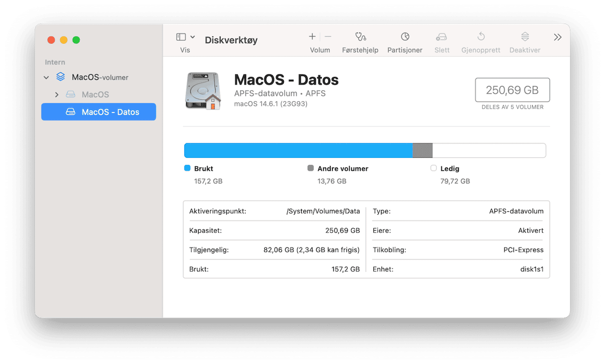 Velg Macintosh HD fra venstre sidefeltsmeny
