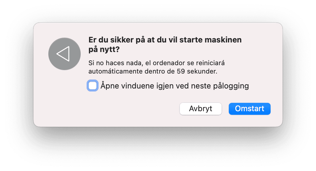 Start Mac-en p&aring; nytt