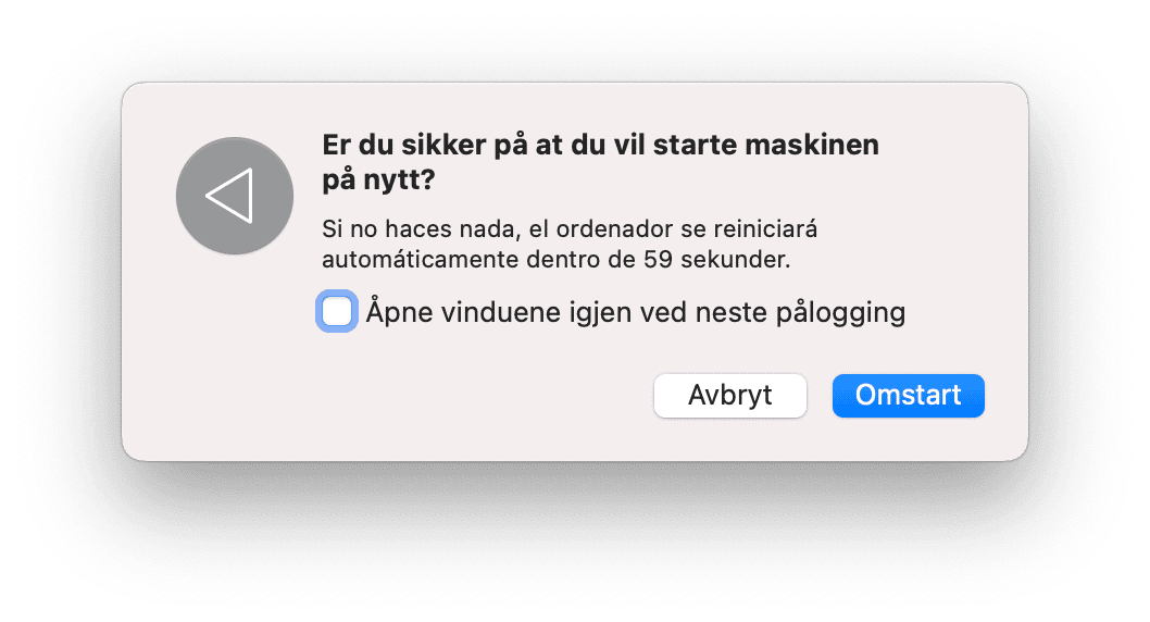 Start MacBook-en p&aring; nytt