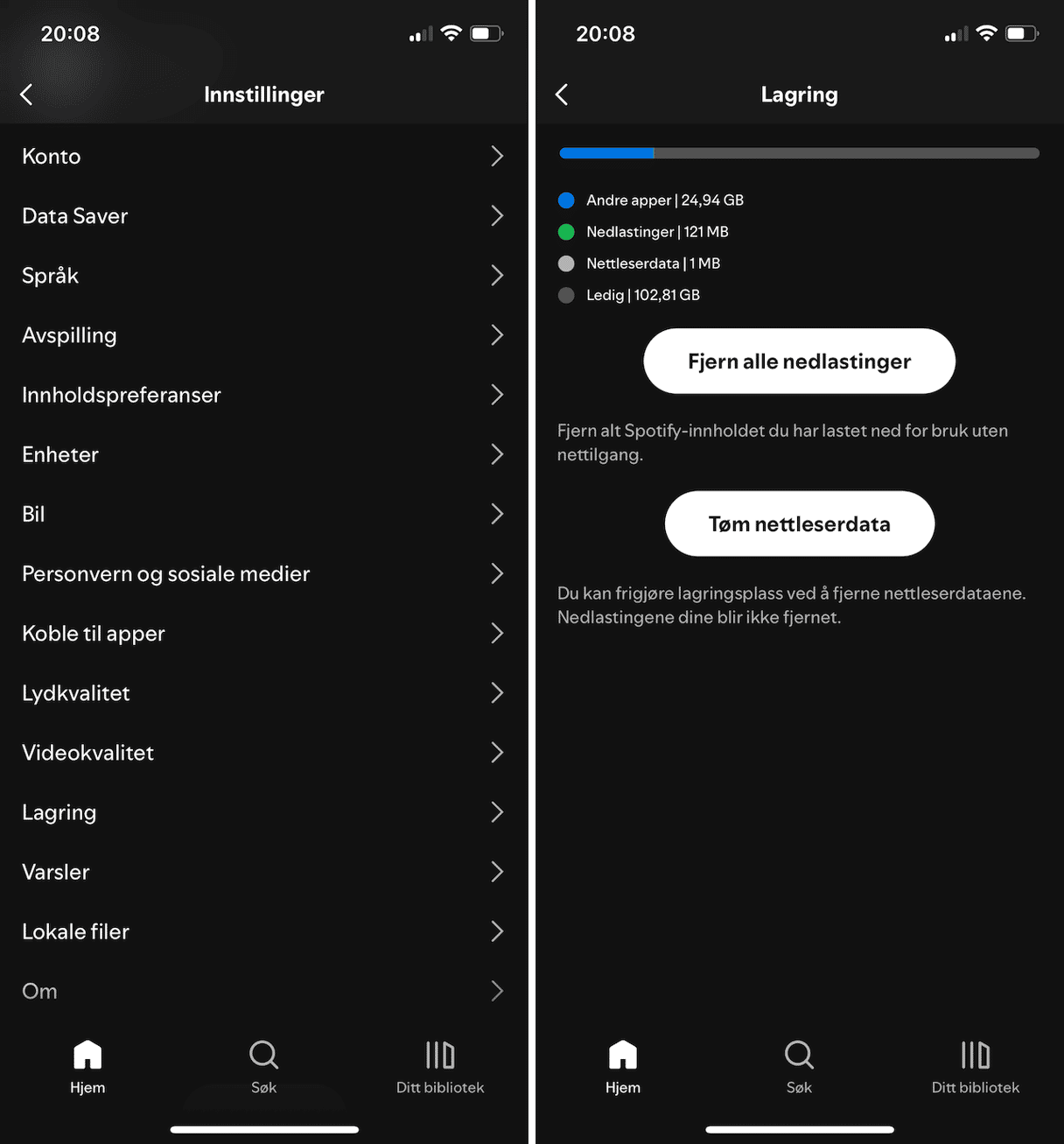 Slik t&oslash;mmer du Spotify-bufferen p&aring; iPhone