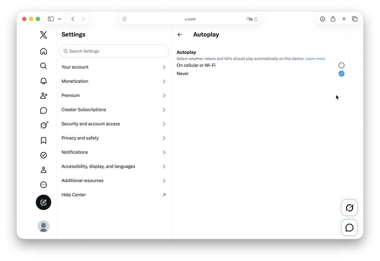 How to turn off video autoplay on X (ex-Twitter)