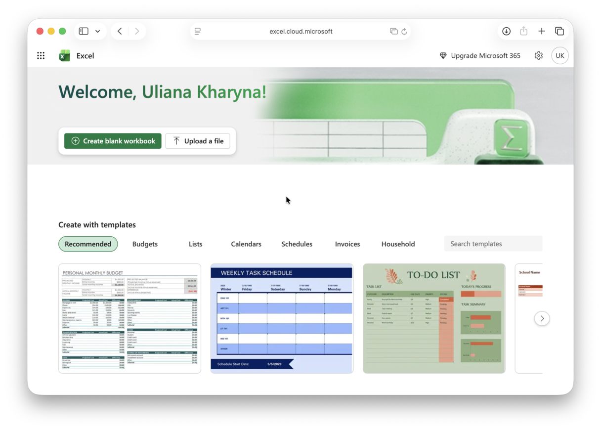 Use Excel for web on Mac