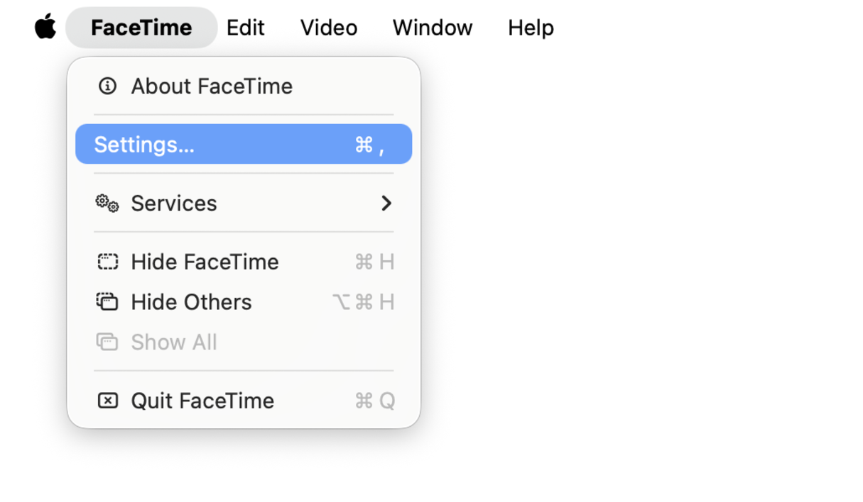 FaceTime settings