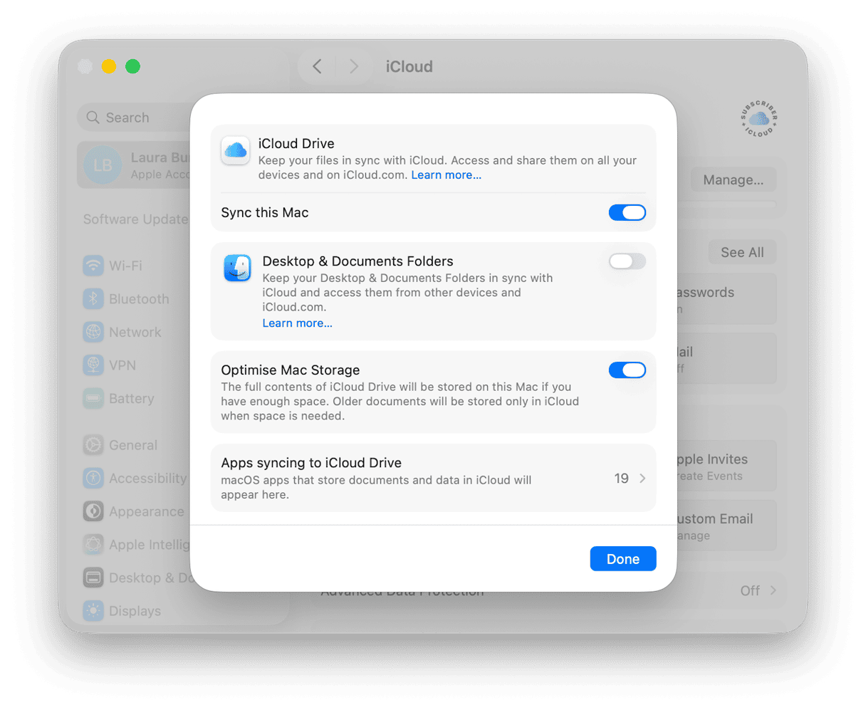 Enable iCloud Drive & sync Desktop and Documents