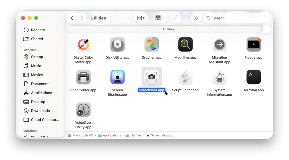 the Screenshot utility