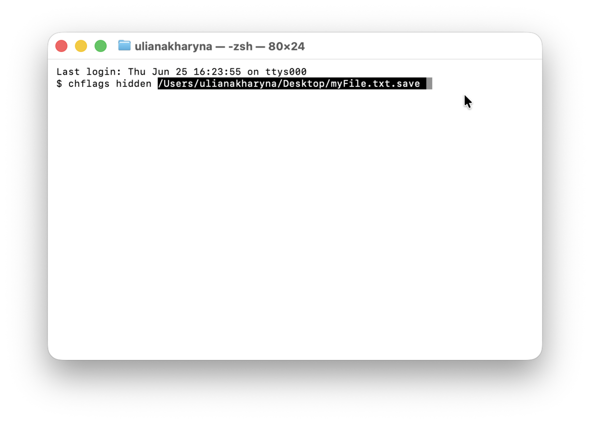 command chflags hidden in Terminal