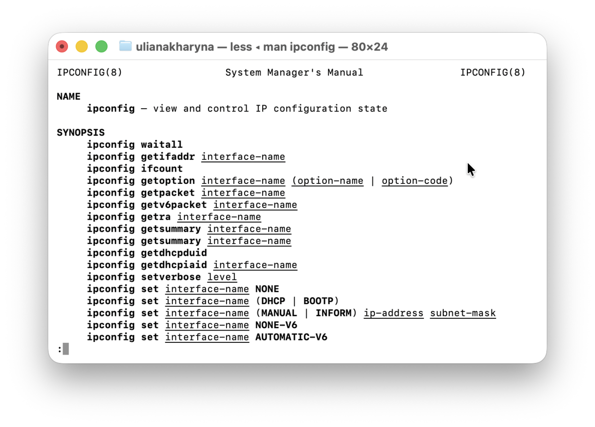 How to run ipconfig command on Mac