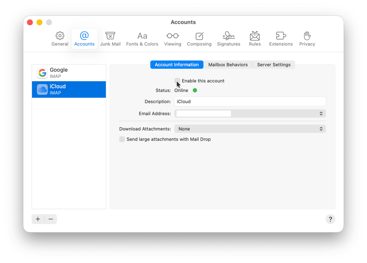 How to disable and re-enable the account on Mac