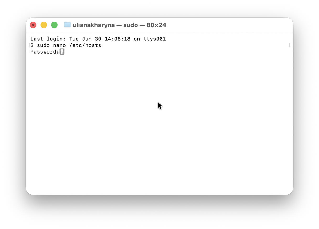 Edit the hosts file with Terminal
