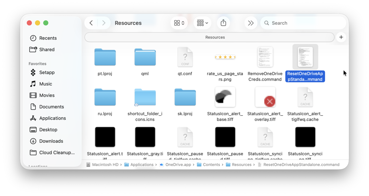 How to reset OneDrive on Mac