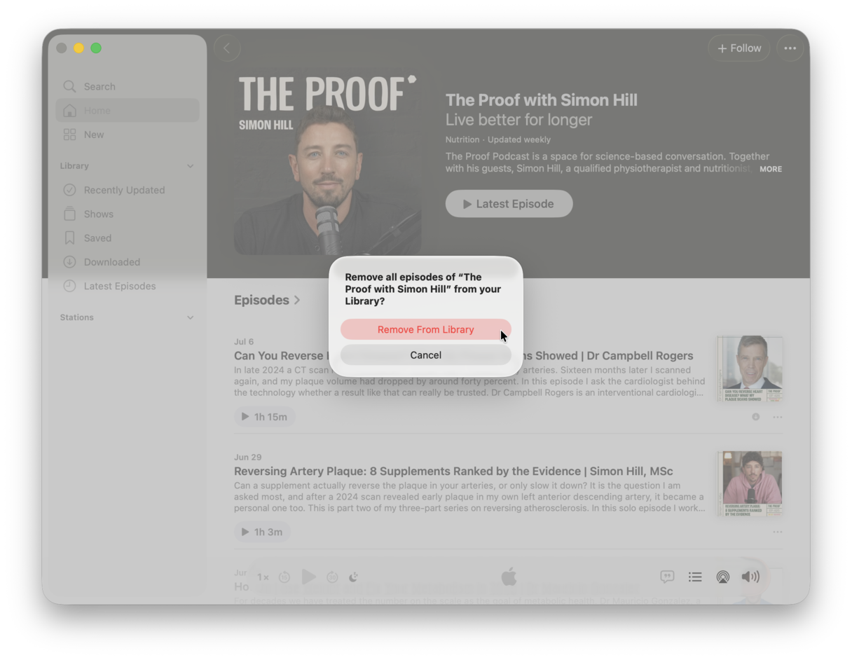 How to remove downloaded podcasts on Mac