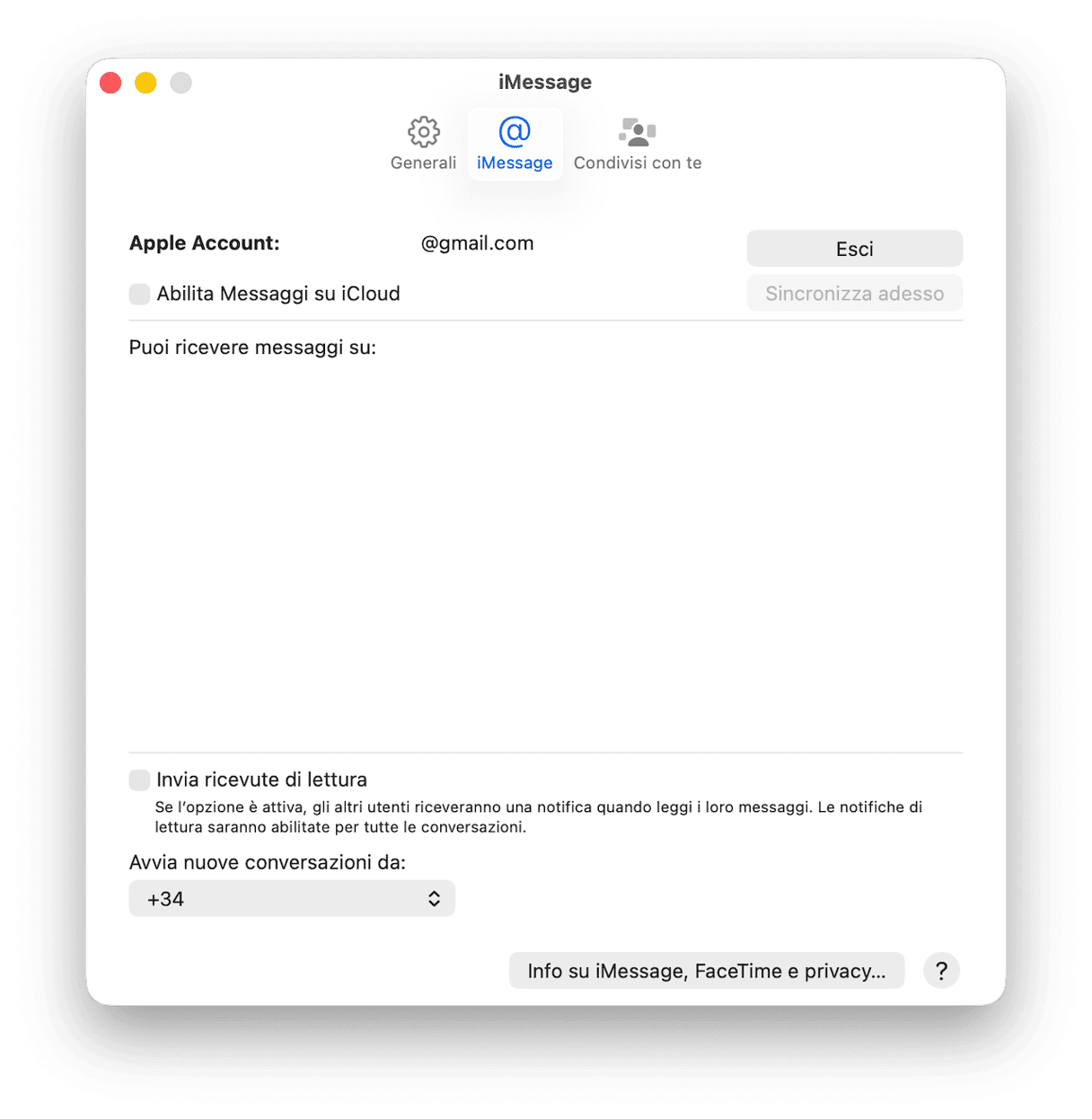 Esci da iMessage