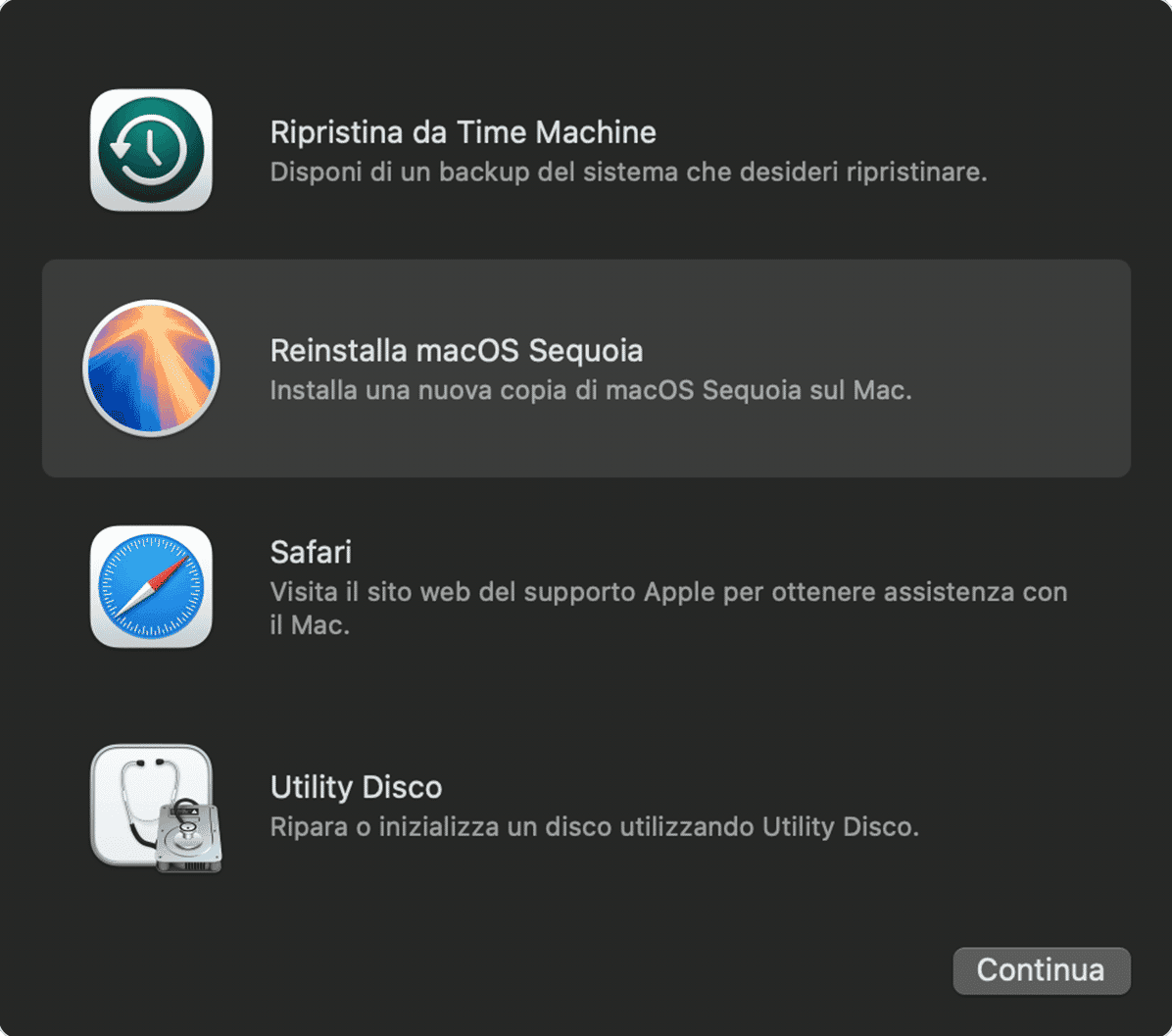 Avvia macOS Recovery
