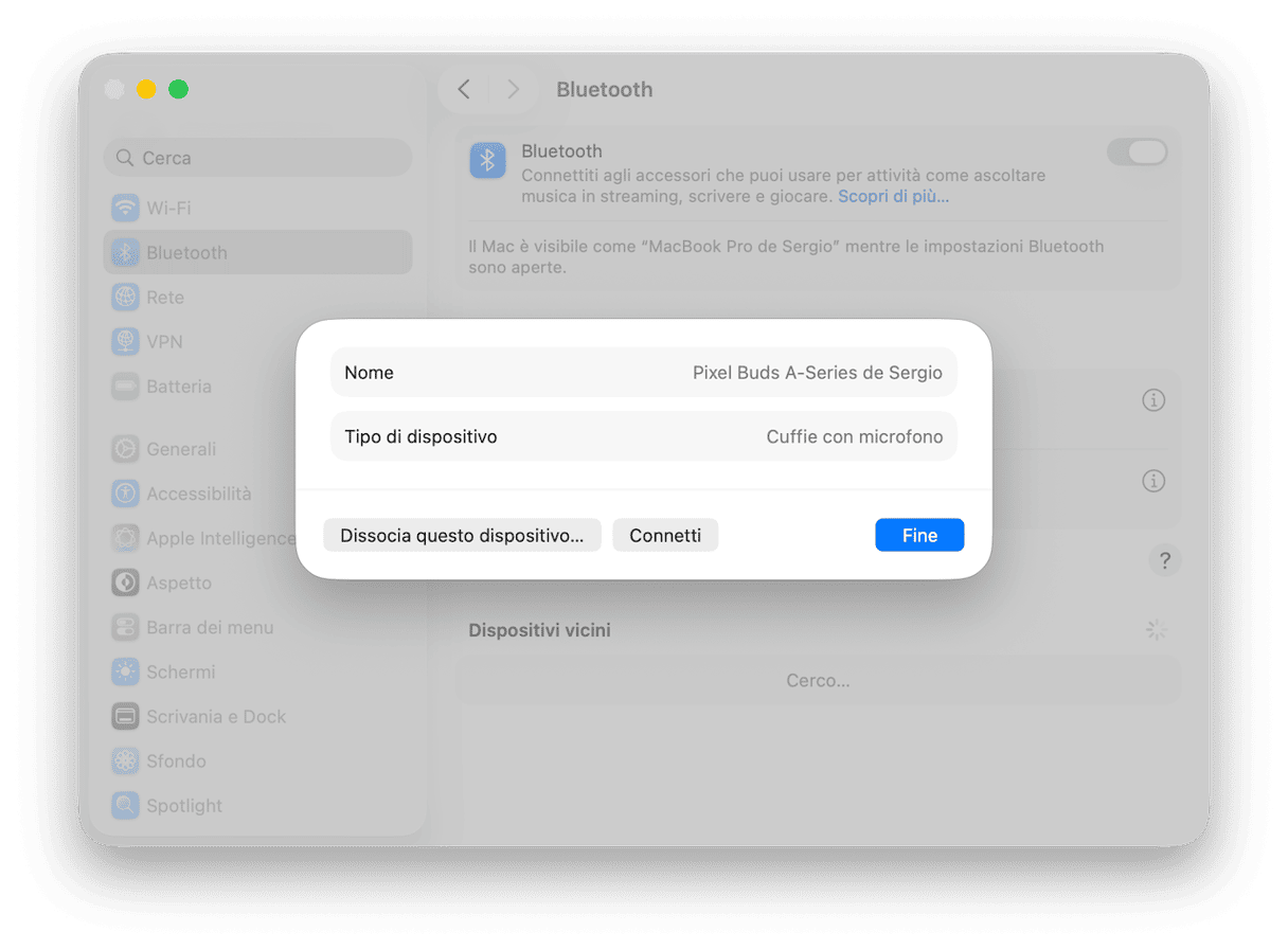 Escludi problemi con il Bluetooth