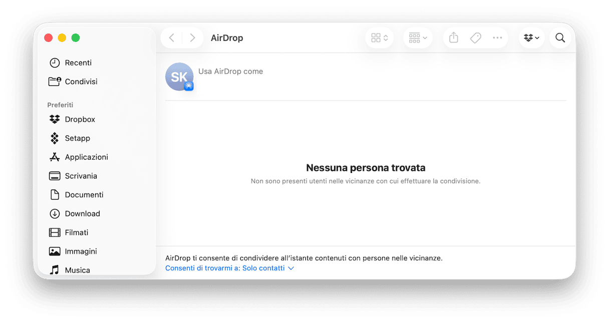 Assicurati che AirDrop sia attivo sul Mac