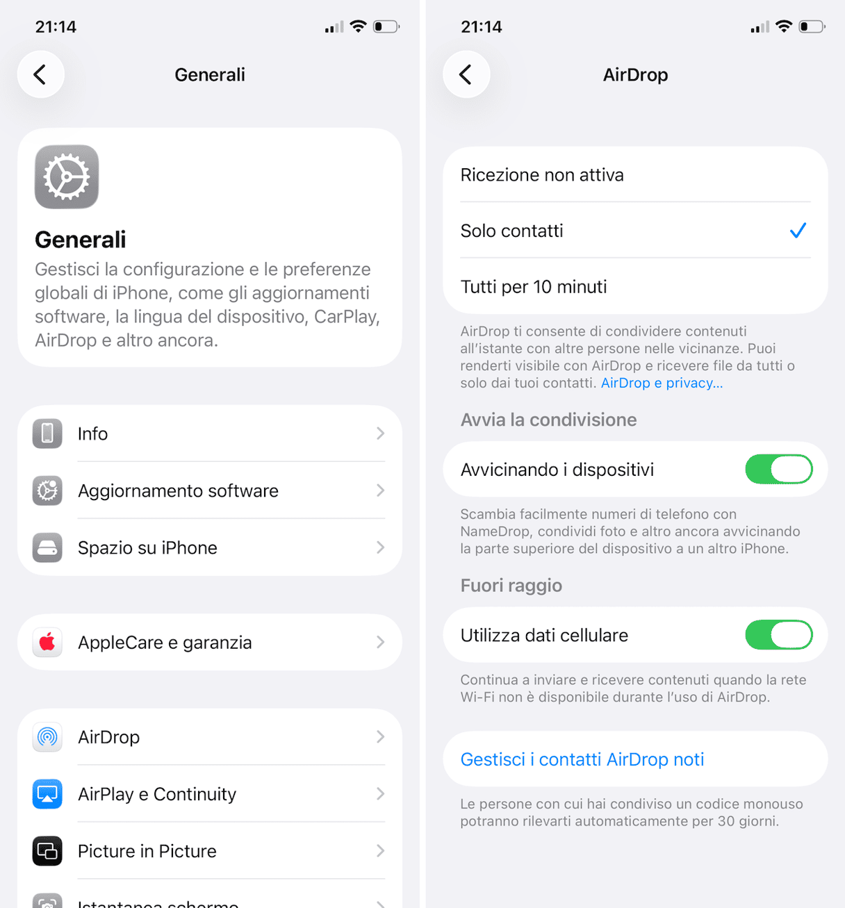 Controlla le impostazioni dell'iPhone o iPad