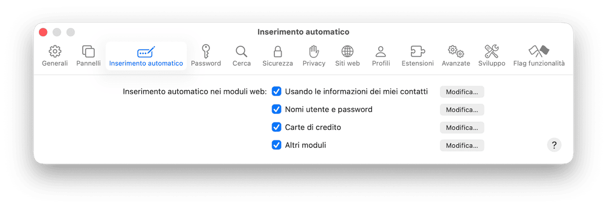Come bloccare l'inserimento automatico