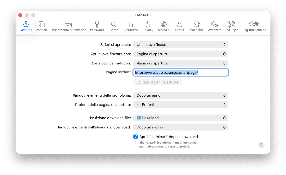Modificare la posizione dei download in Safari