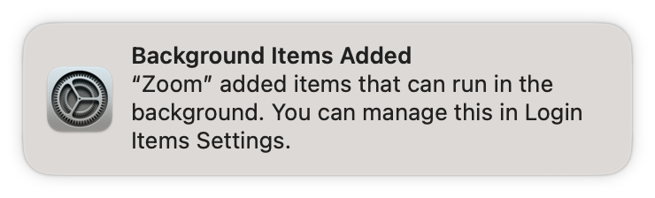 Background Items Added notification on Mac