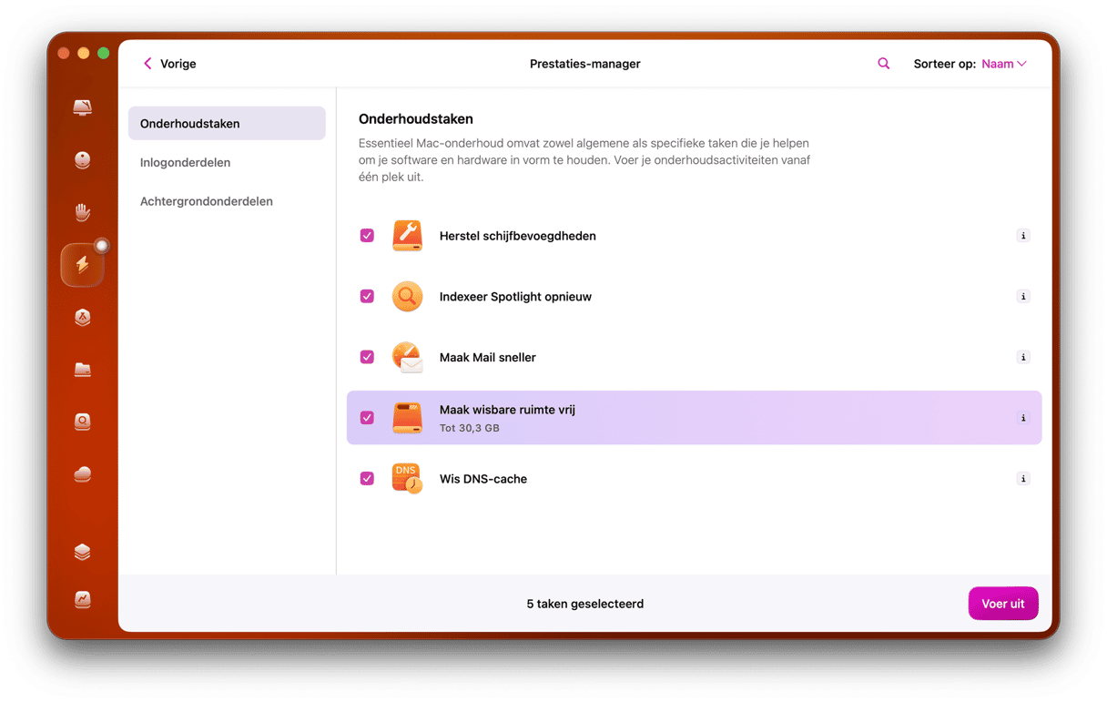 CleanMyMac - Onderhoudstaken