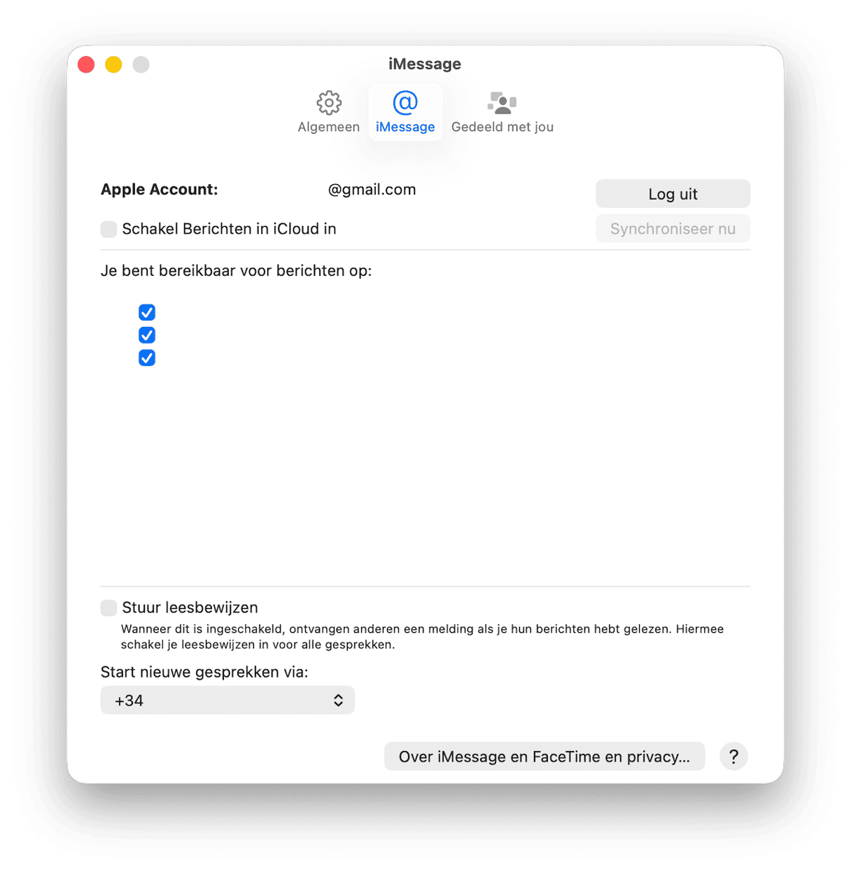 Log uit bij iMessage