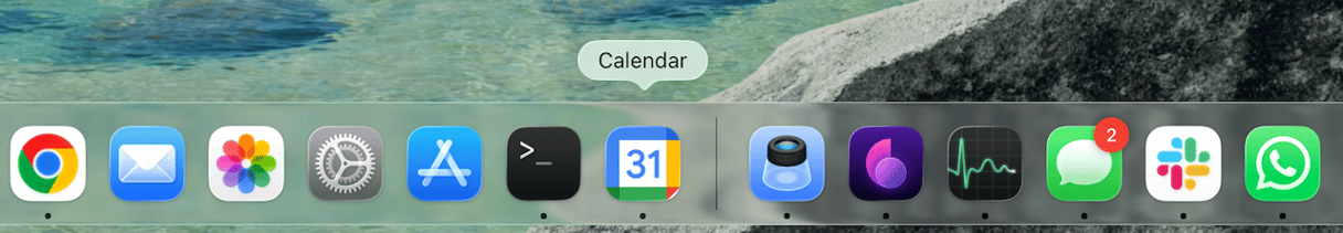 De app wordt nu aan je Dock toegevoegd en het symbool verschijnt daar ook