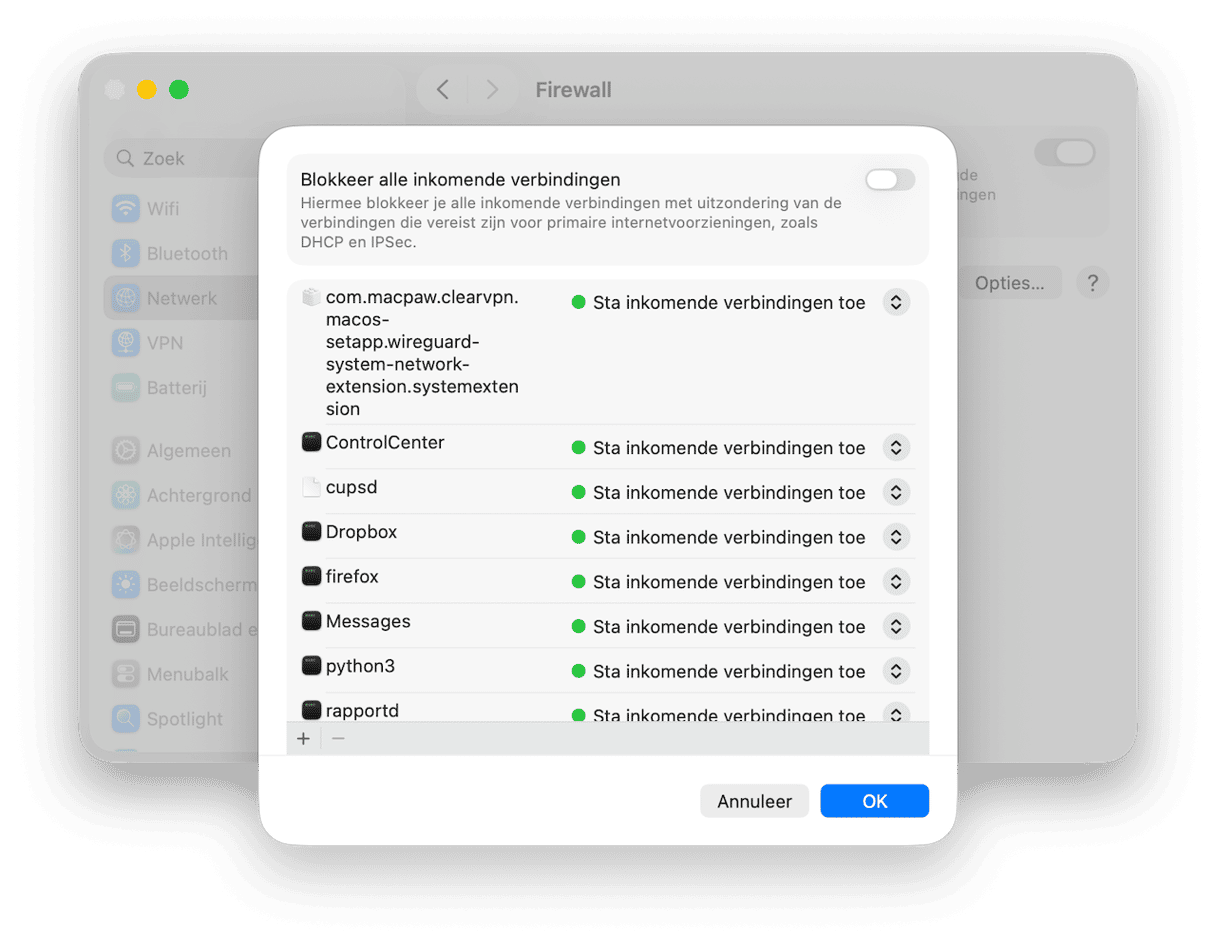 Controleer de instellingen van de firewall op je Mac